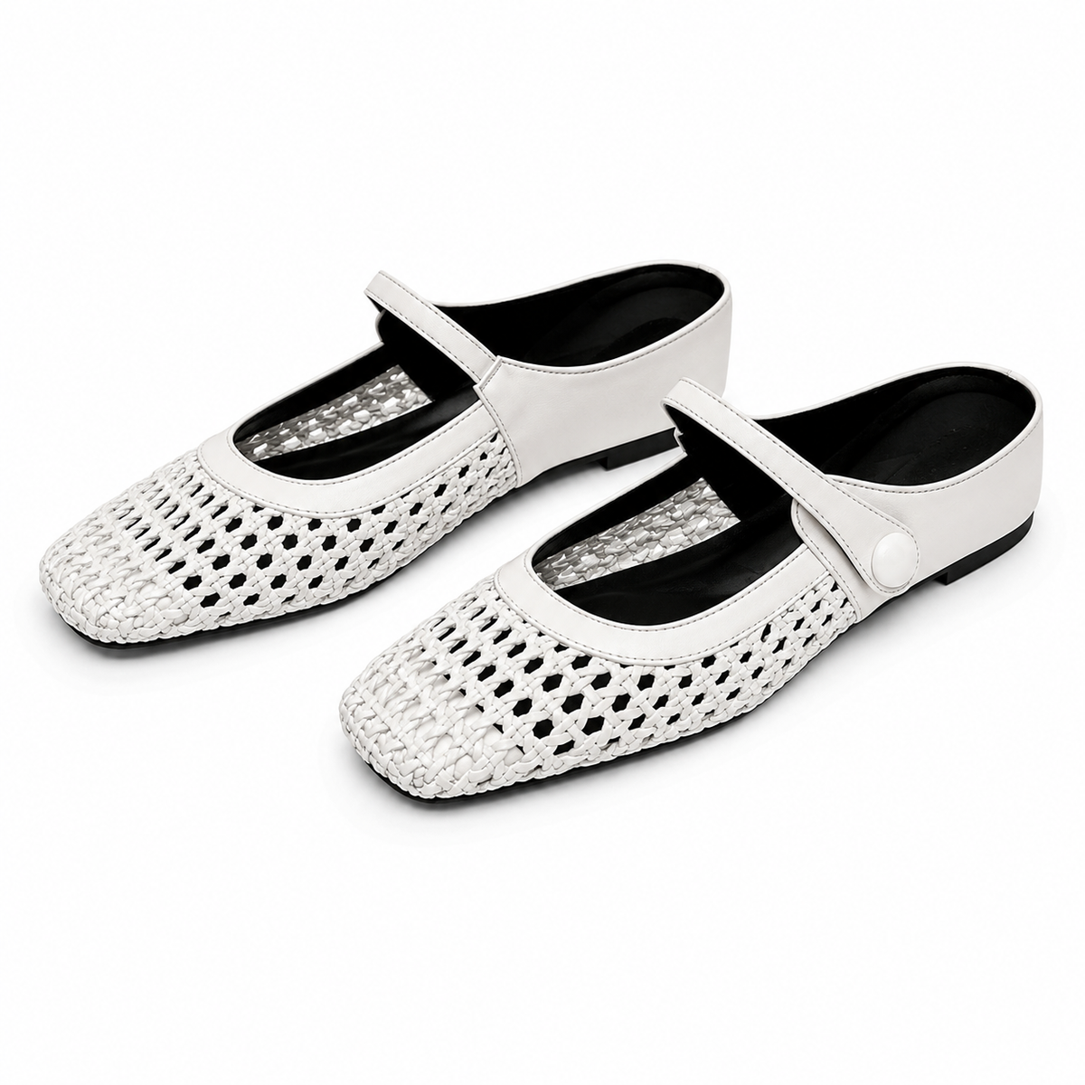Braided Fabric Flats with Square Toe