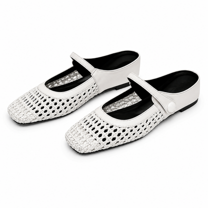 Braided Fabric Flats with Square Toe