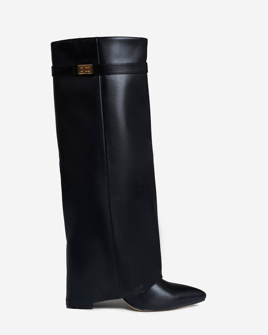 Lavista | Black Leather Knee-High Boots - Nora & Grace Boutique