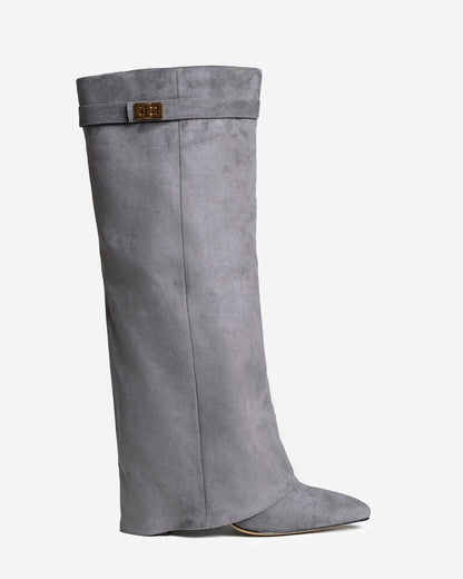 Lavista | Grey Suede Knee-High Boots - Nora & Grace Boutique
