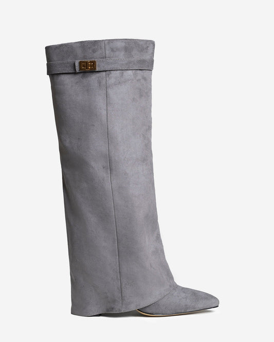 Lavista | Grey Suede Knee-High Boots - Nora & Grace Boutique