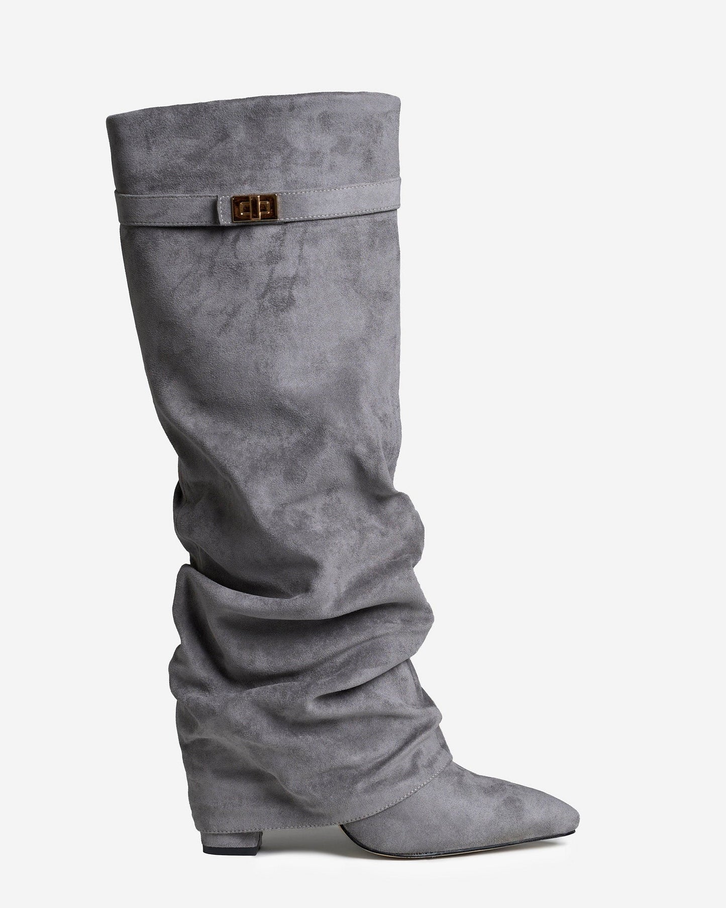 Lavista | Grey Slouchy Suede Knee-High Boots - Nora & Grace Boutique