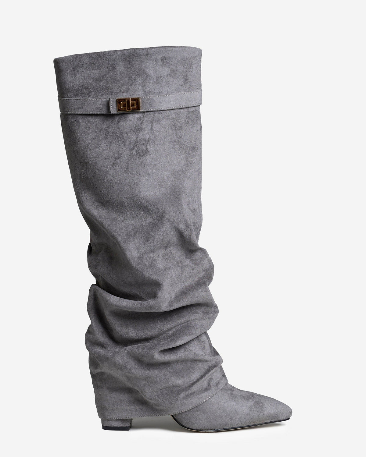 Lavista | Grey Slouchy Suede Knee-High Boots - Nora & Grace Boutique