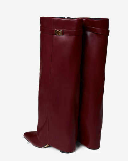 Lavista | Burgundy Leather Knee-High Boots - Nora & Grace Boutique