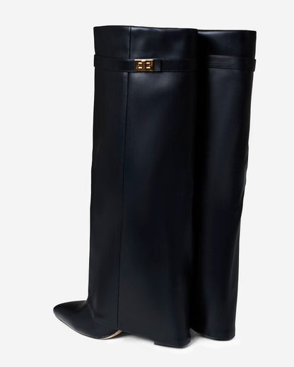 Lavista | Black Leather Knee-High Boots - Nora & Grace Boutique