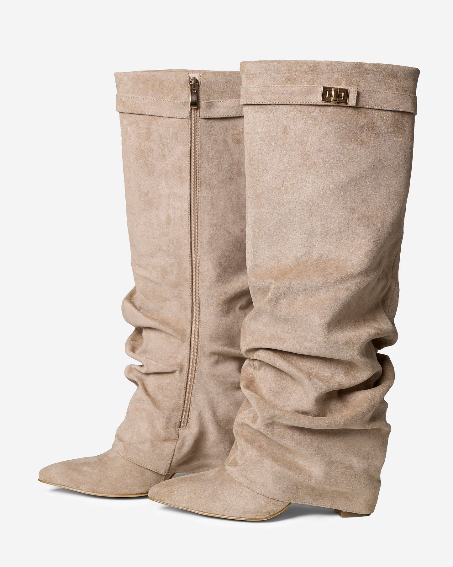 Lavista | Beige Slouchy Suede Knee-High Boots - Nora & Grace Boutique