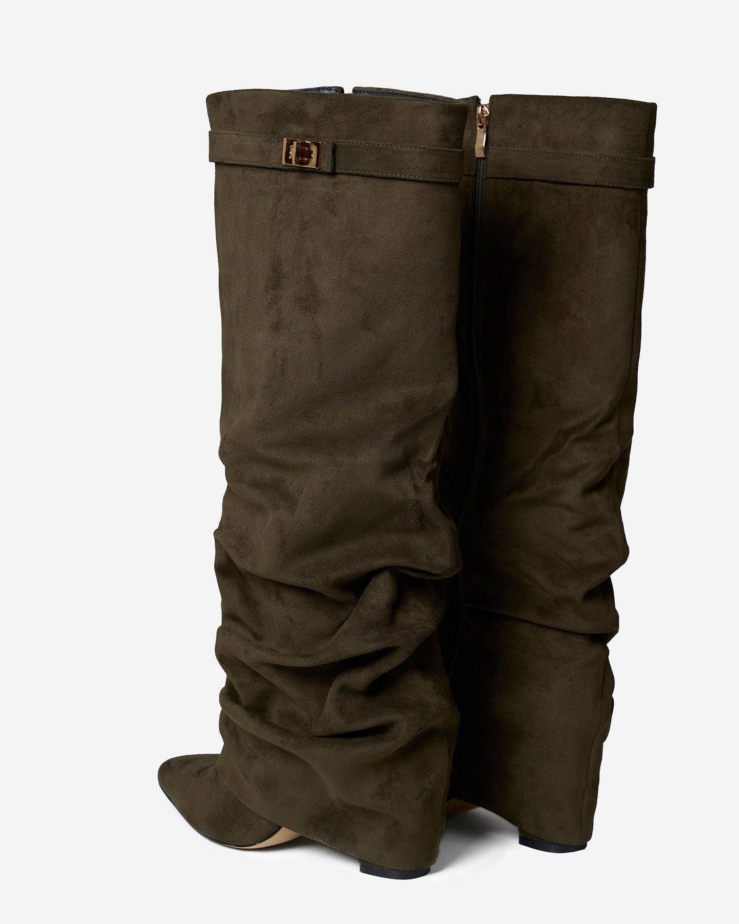 Lavista | Olive Green Slouchy Suede Knee-High Boots - Nora & Grace Boutique