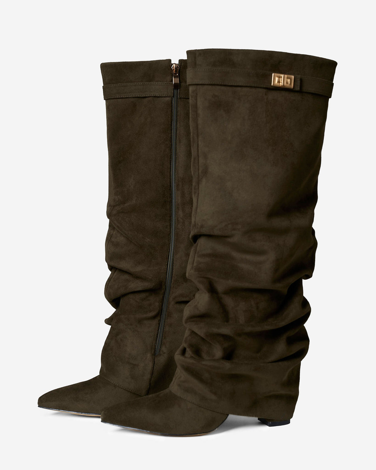 Lavista | Olive Green Slouchy Suede Knee-High Boots - Nora & Grace Boutique