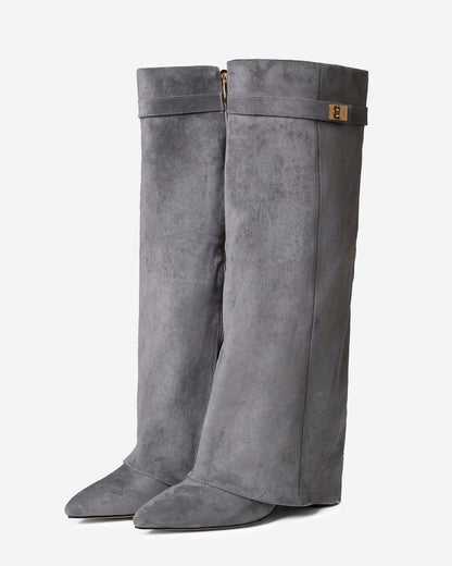 Lavista | Grey Suede Knee-High Boots - Nora & Grace Boutique