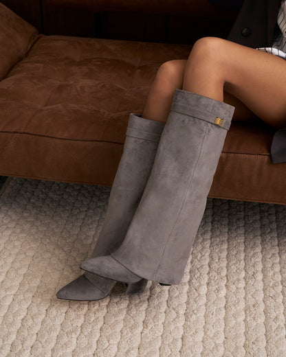 Lavista | Grey Suede Knee-High Boots - Nora & Grace Boutique