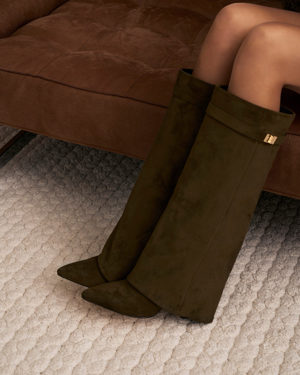 Lavista | Olive Green Suede Knee-High Boots - Nora & Grace Boutique