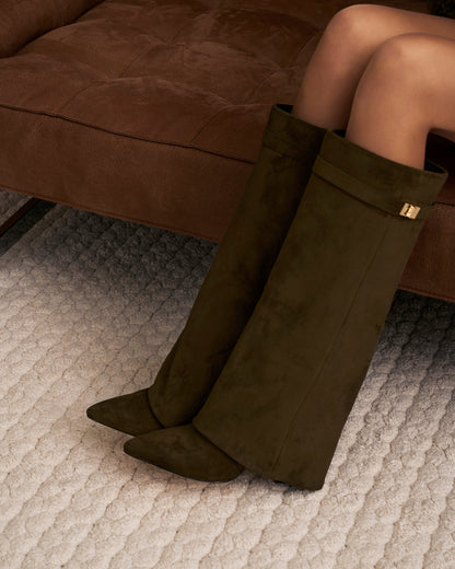 Lavista | Olive Green Suede Knee-High Boots - Nora & Grace Boutique