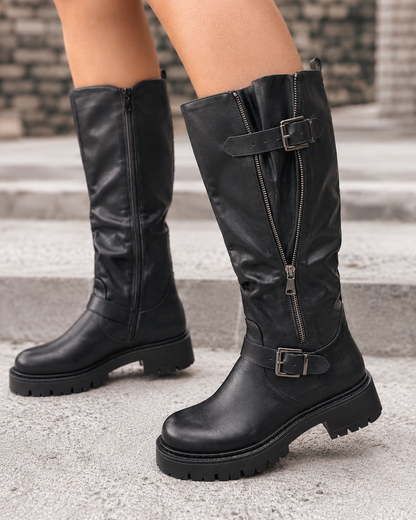 Eef Black Boots (Adjustable Shaft)