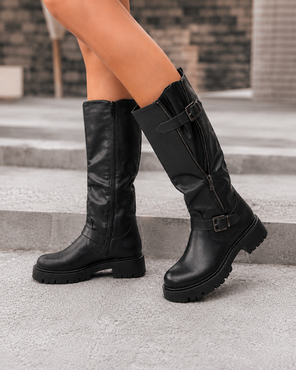Eef Black Boots (Adjustable Shaft)
