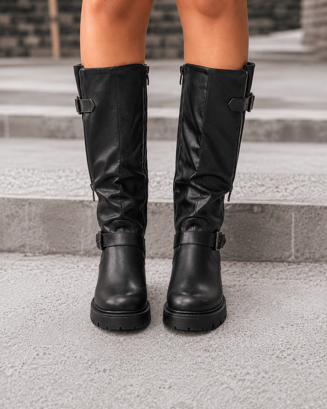 Eef Black Boots (Adjustable Shaft)
