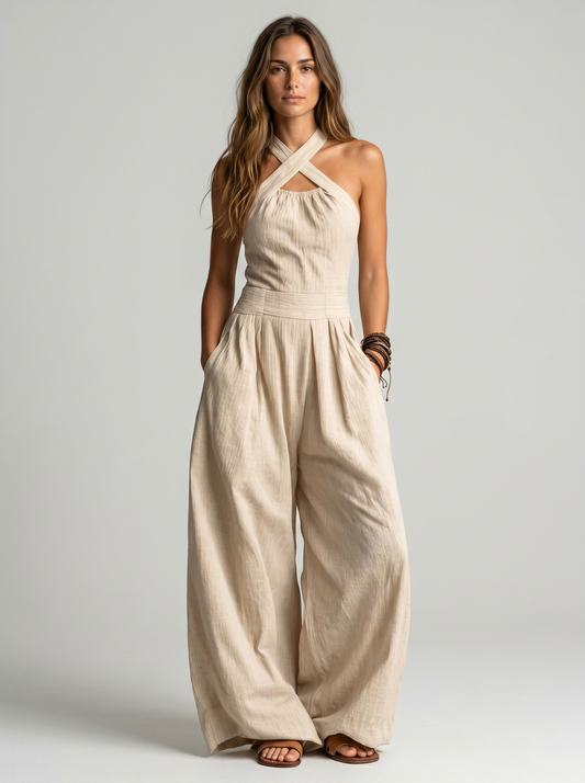 Elegant with Neckline cruzado Jumpsuit