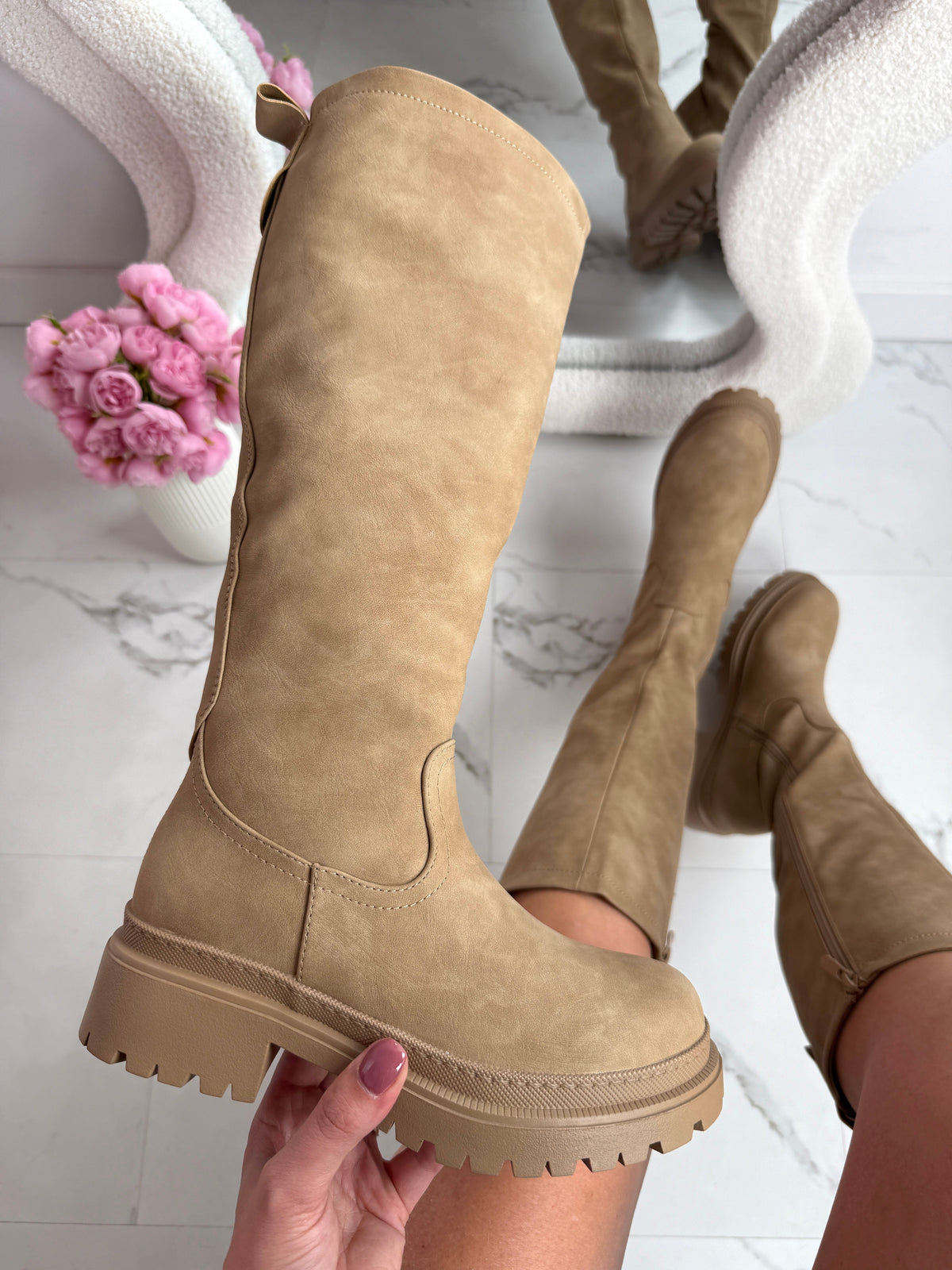 Anetta Khaki High Boots