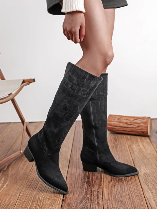Pattern High Boots - Black