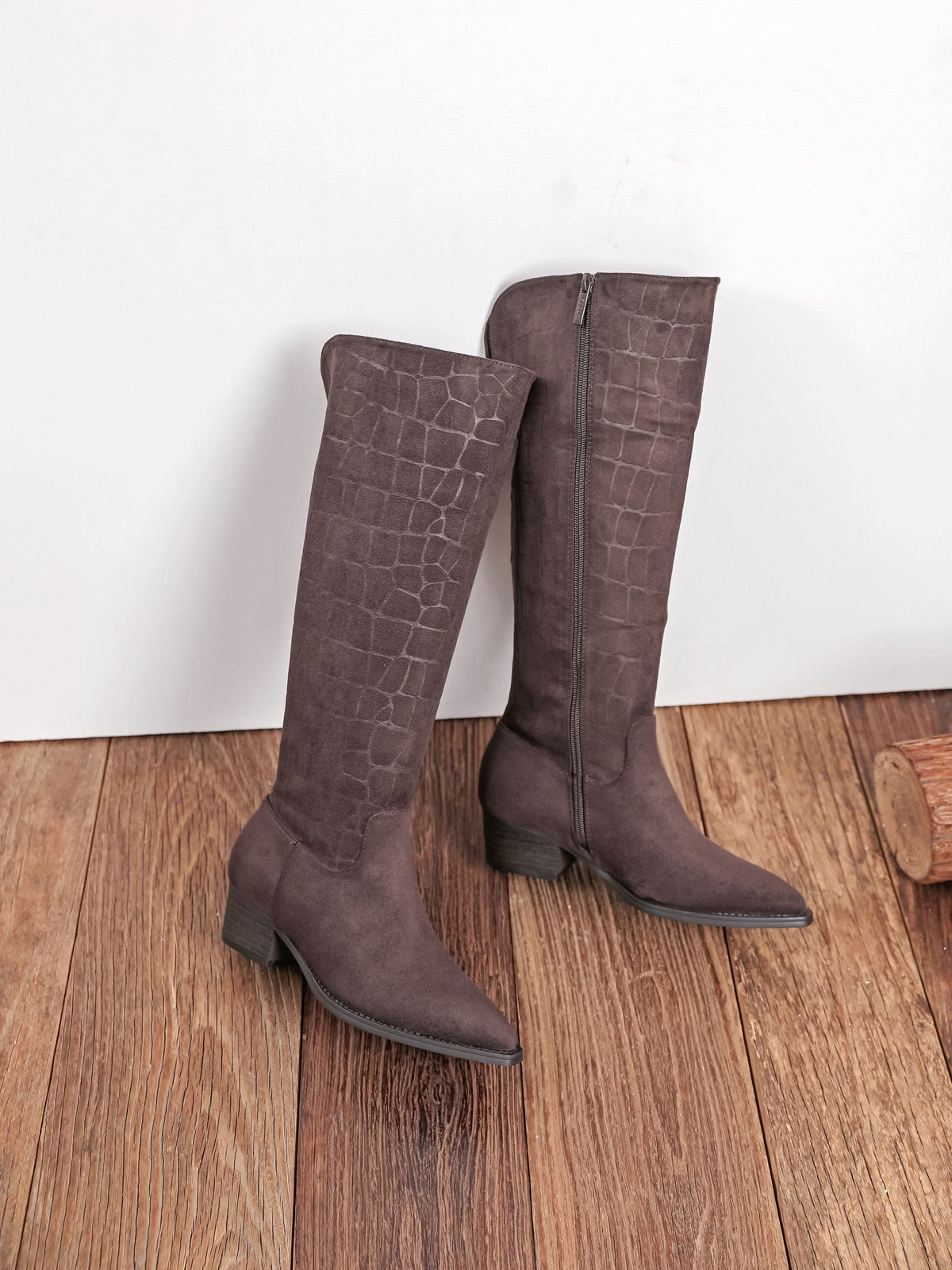 Pattern High Boots - Brown