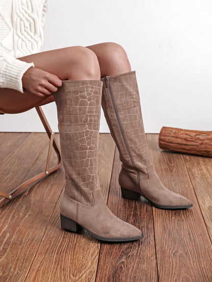 Pattern High Boots - Taupe