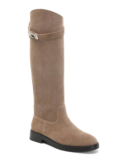 Amélie Leather High Boots - Khaki