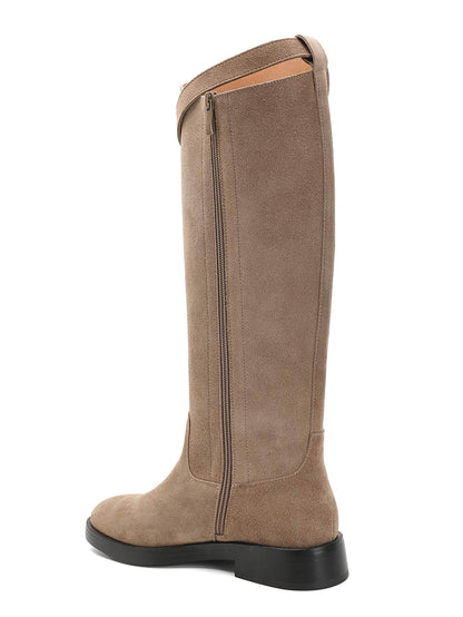 Amélie Leather High Boots - Khaki