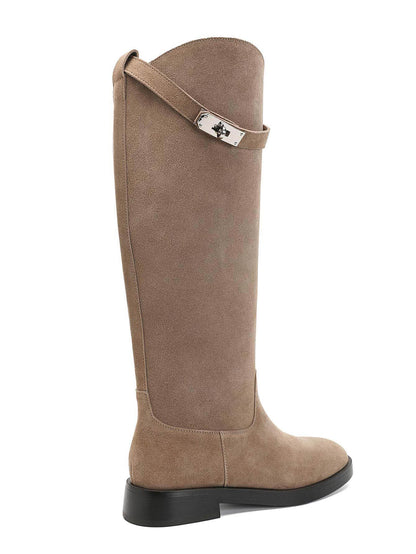 Amélie Leather High Boots - Khaki