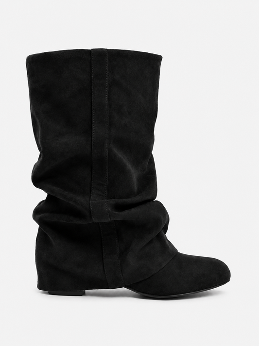Emilia | Black Slouchy Suede Boots - Nora & Grace Boutique