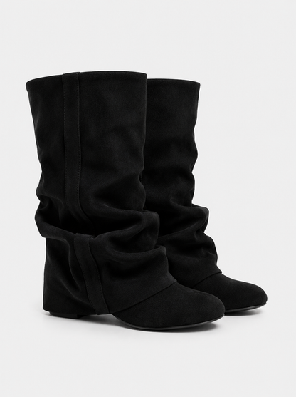 Emilia | Black Slouchy Suede Boots - Nora & Grace Boutique