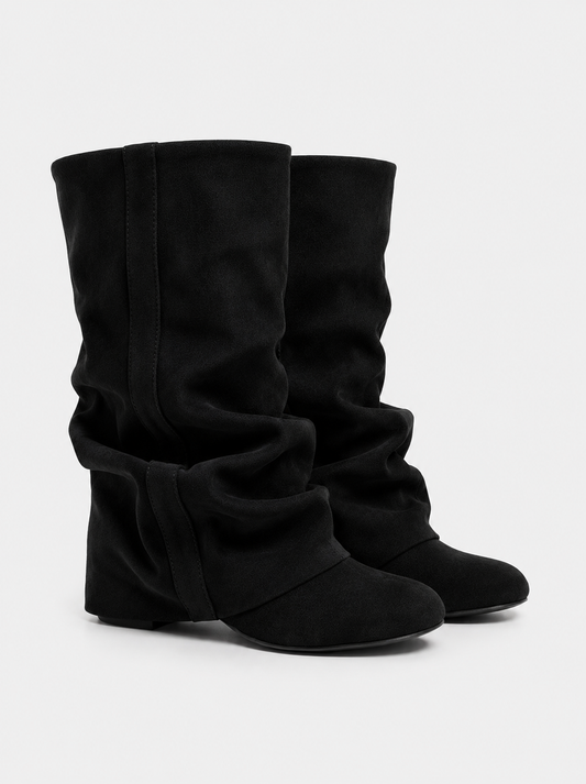 Emilia | Black Slouchy Suede Boots - Nora & Grace Boutique