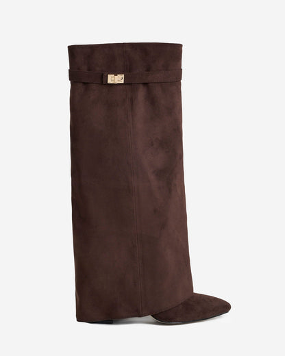 Lavista | Dark Brown Suede Knee-High Boots - Nora & Grace Boutique