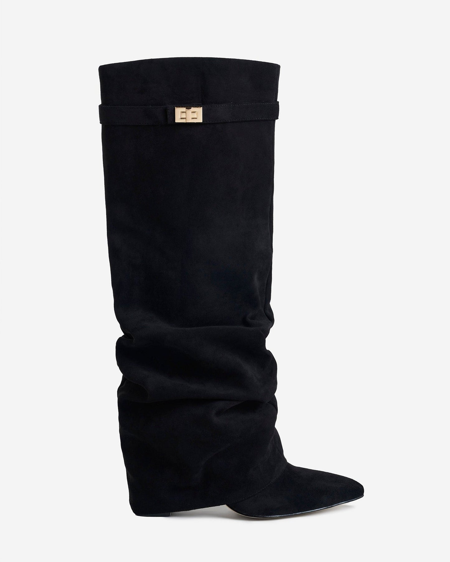 Lavista | Black Slouchy Suede Knee-High Boots - Nora & Grace Boutique