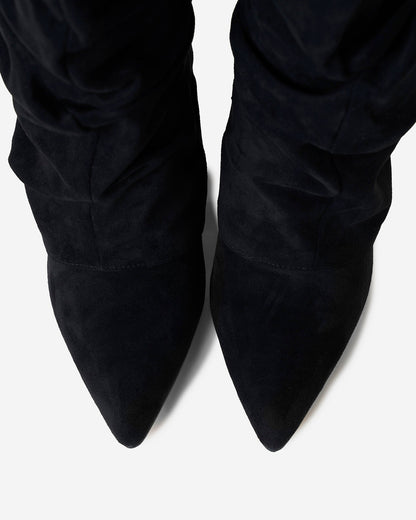 Lavista | Black Slouchy Suede Knee-High Boots - Nora & Grace Boutique