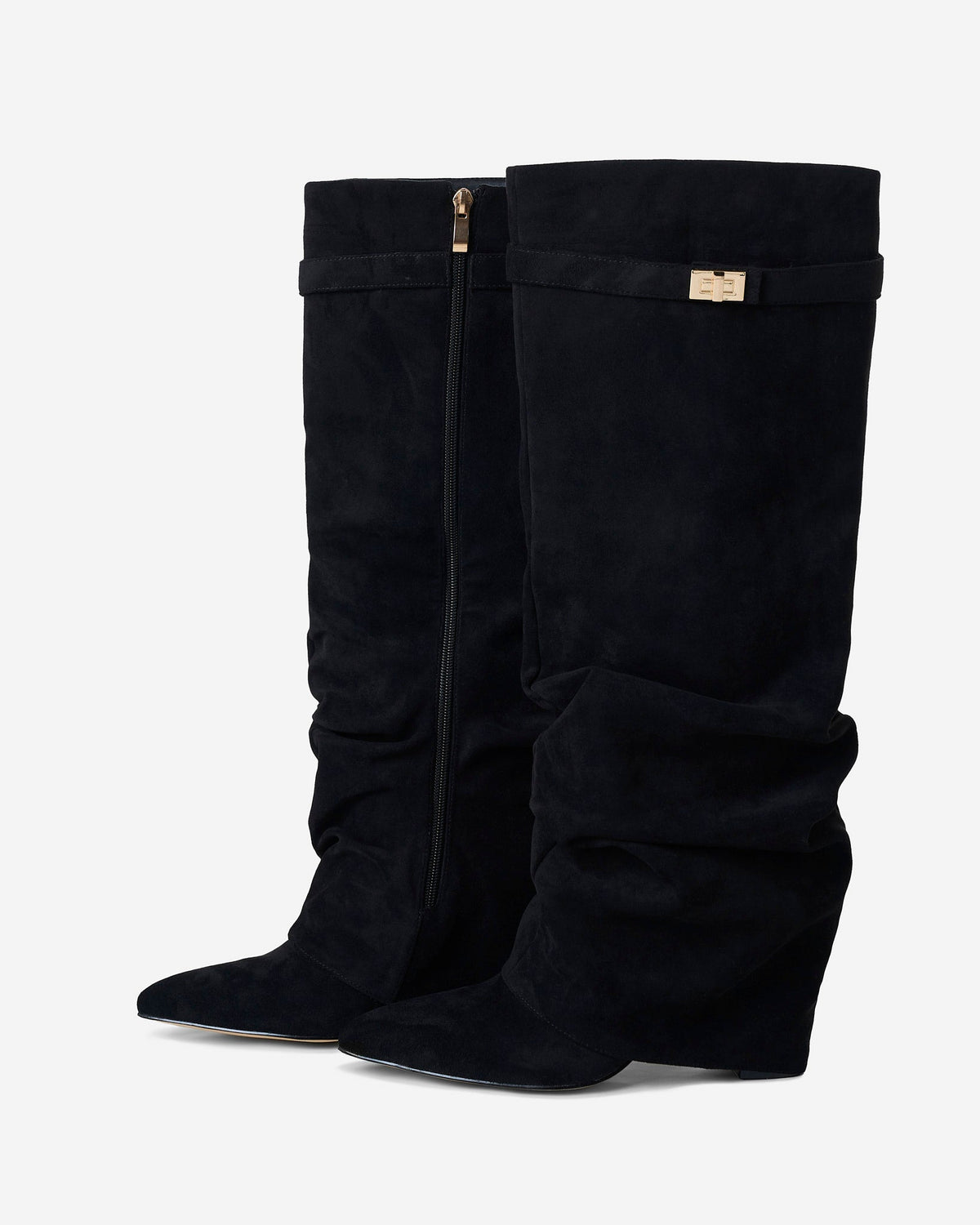 Lavista | Black Slouchy Suede Knee-High Boots - Nora & Grace Boutique