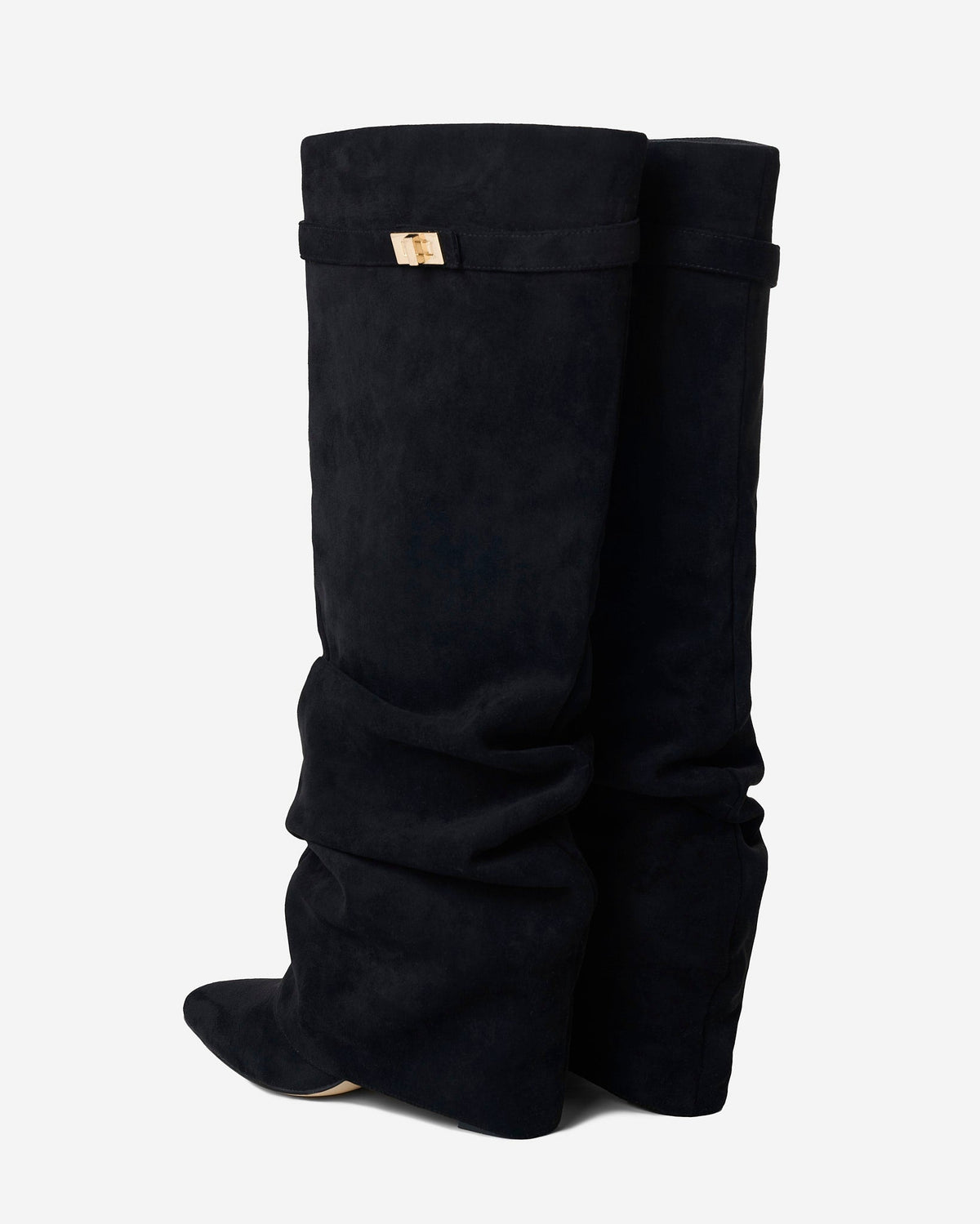 Lavista | Black Slouchy Suede Knee-High Boots - Nora & Grace Boutique