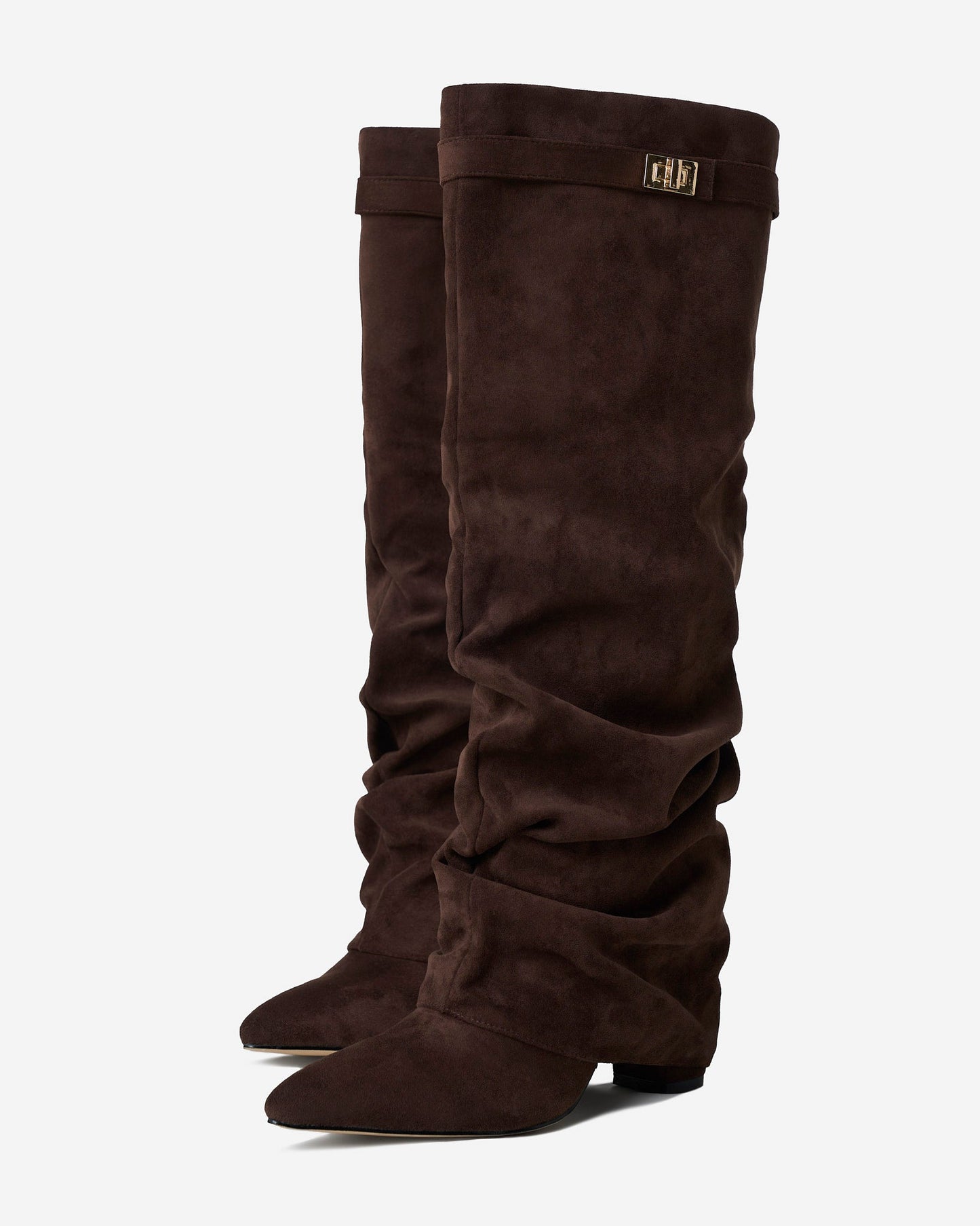 Lavista | Dark Brown Slouchy Suede Knee-High Boots - Nora & Grace Boutique