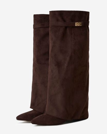 Lavista | Dark Brown Suede Knee-High Boots - Nora & Grace Boutique