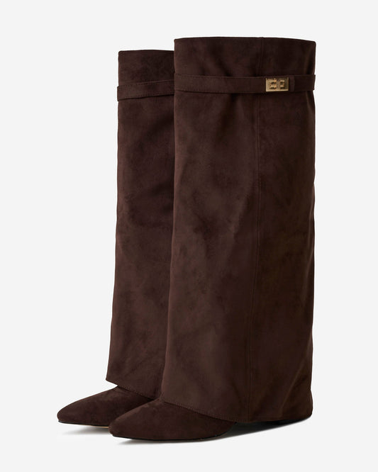 Lavista | Dark Brown Suede Knee-High Boots - Nora & Grace Boutique