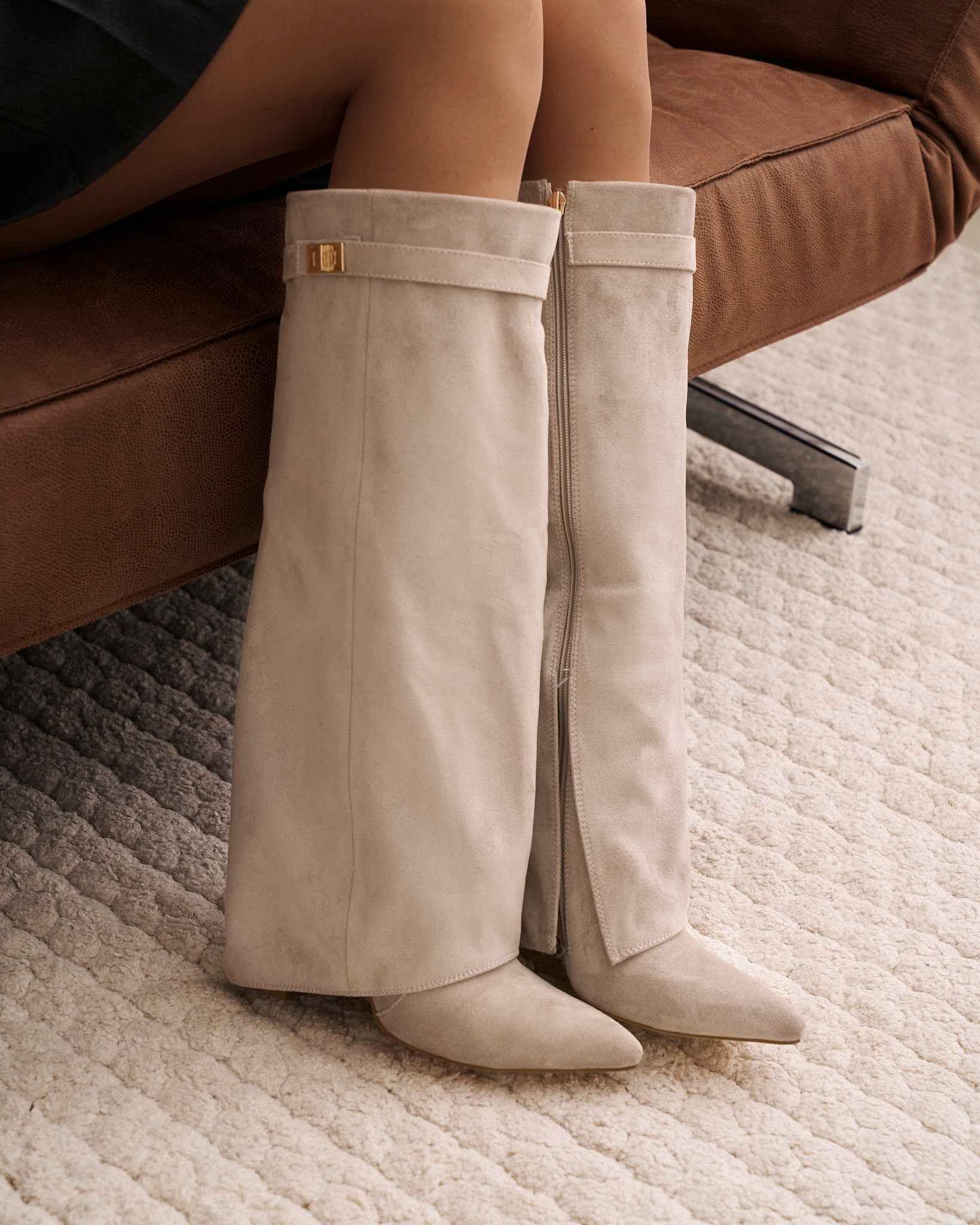 Lavista | Taupe Suede Knee-High Boots - Nora & Grace Boutique
