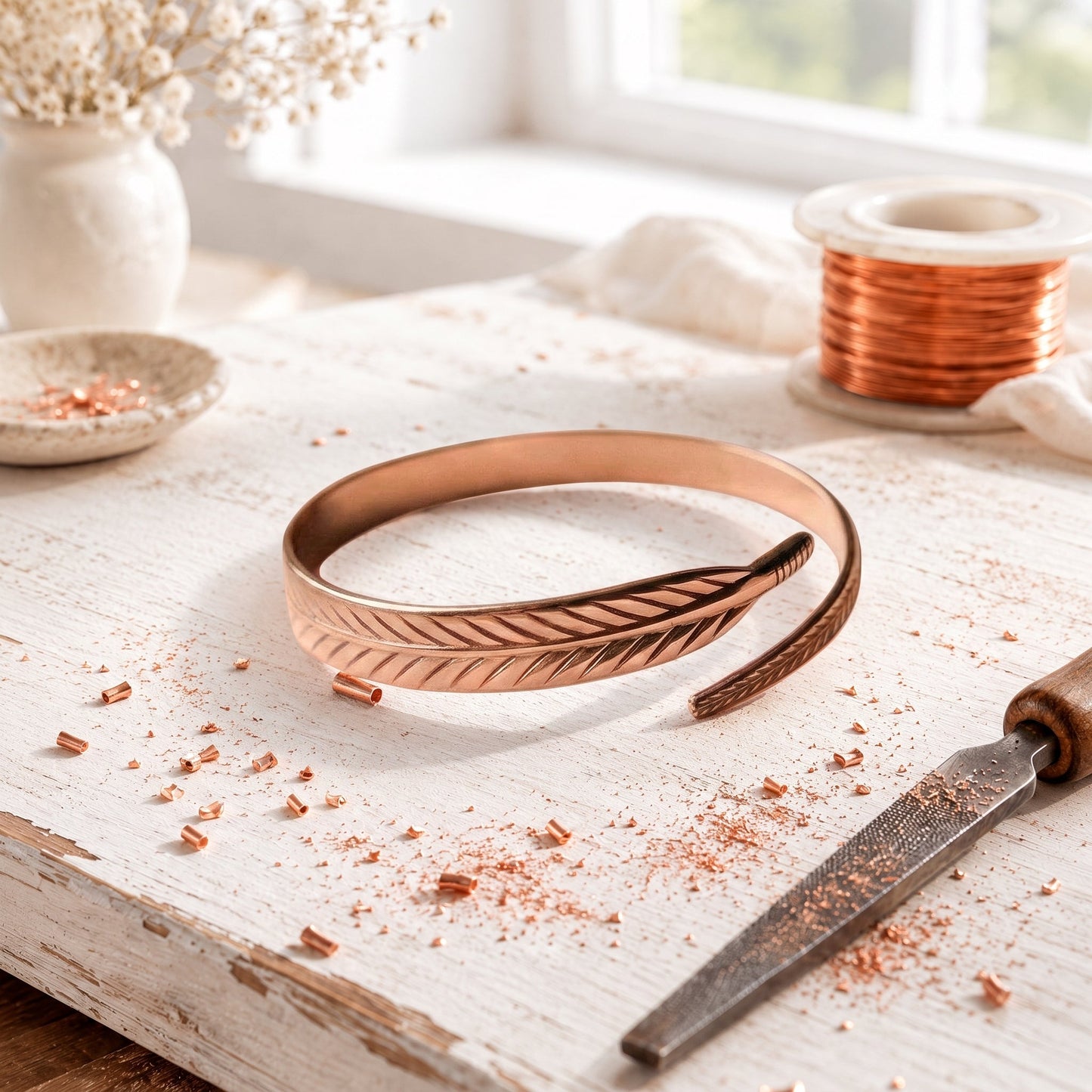 Feather Copper Bracelet