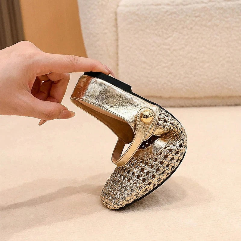 Braided Fabric Flats with Square Toe