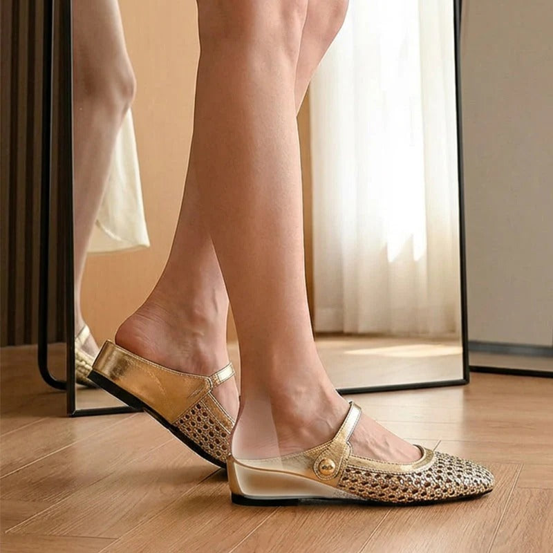 Braided Fabric Flats with Square Toe