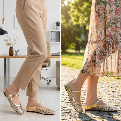 Braided Fabric Flats with Square Toe