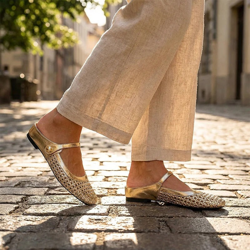 Braided Fabric Flats with Square Toe