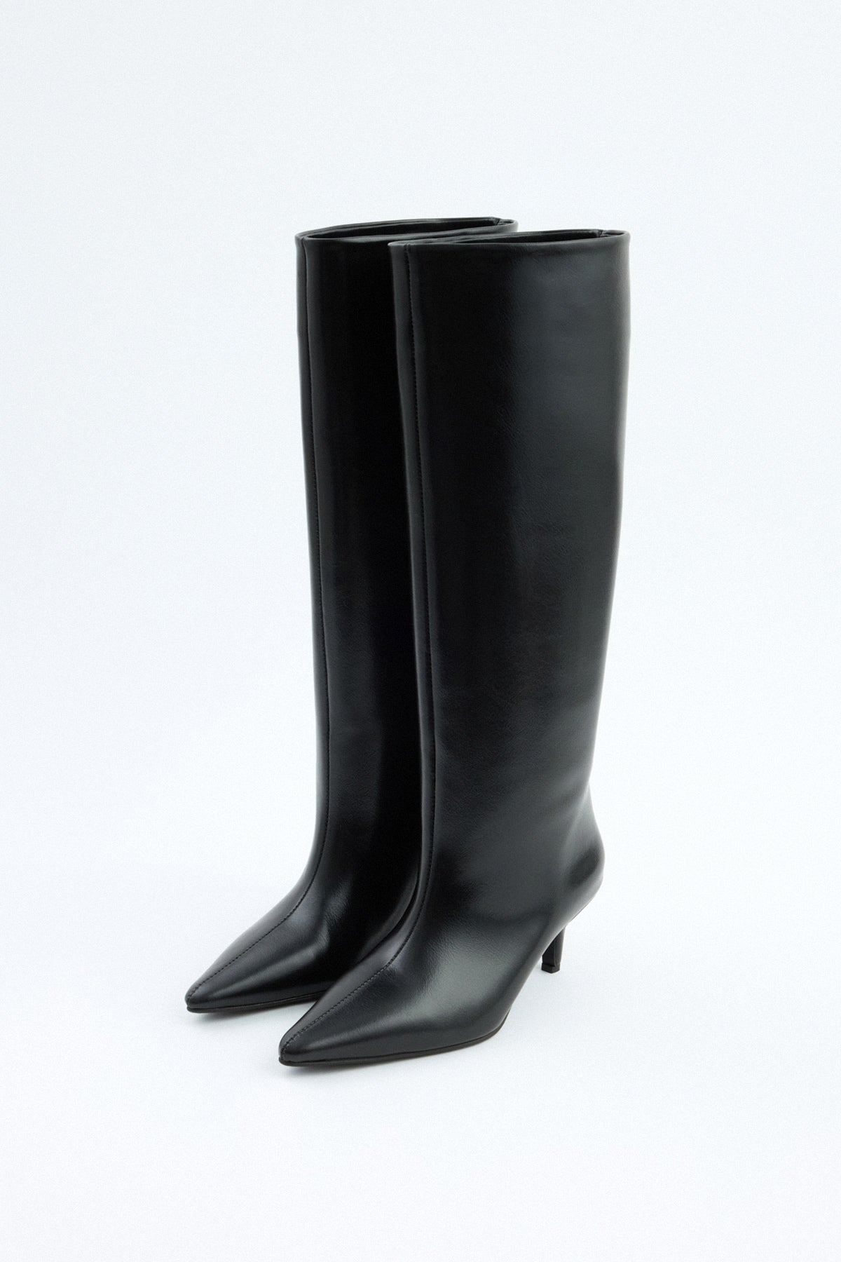 Mona | Black Leather Knee-High Boots - Nora & Grace Boutique