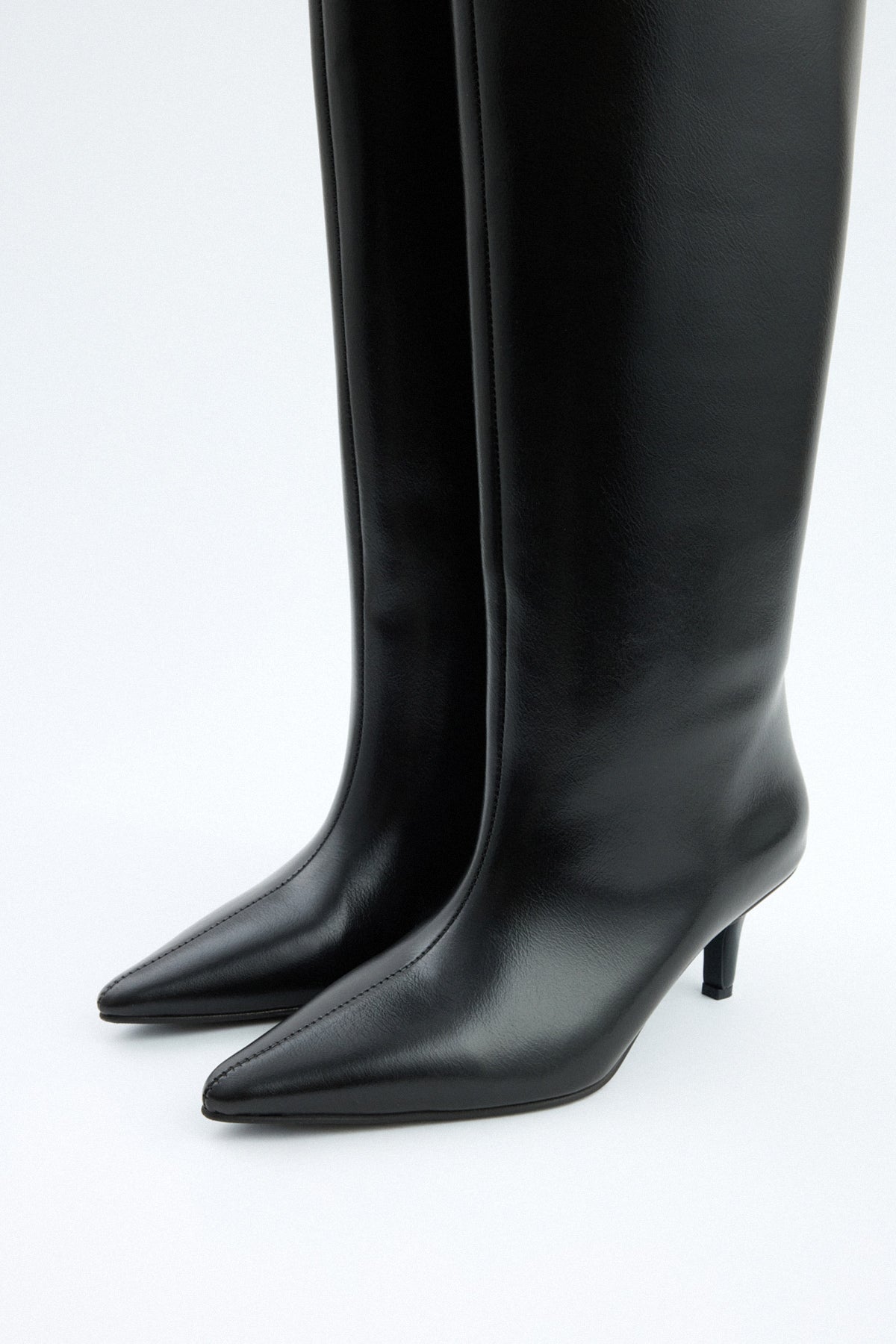 Mona | Black Leather Knee-High Boots - Nora & Grace Boutique